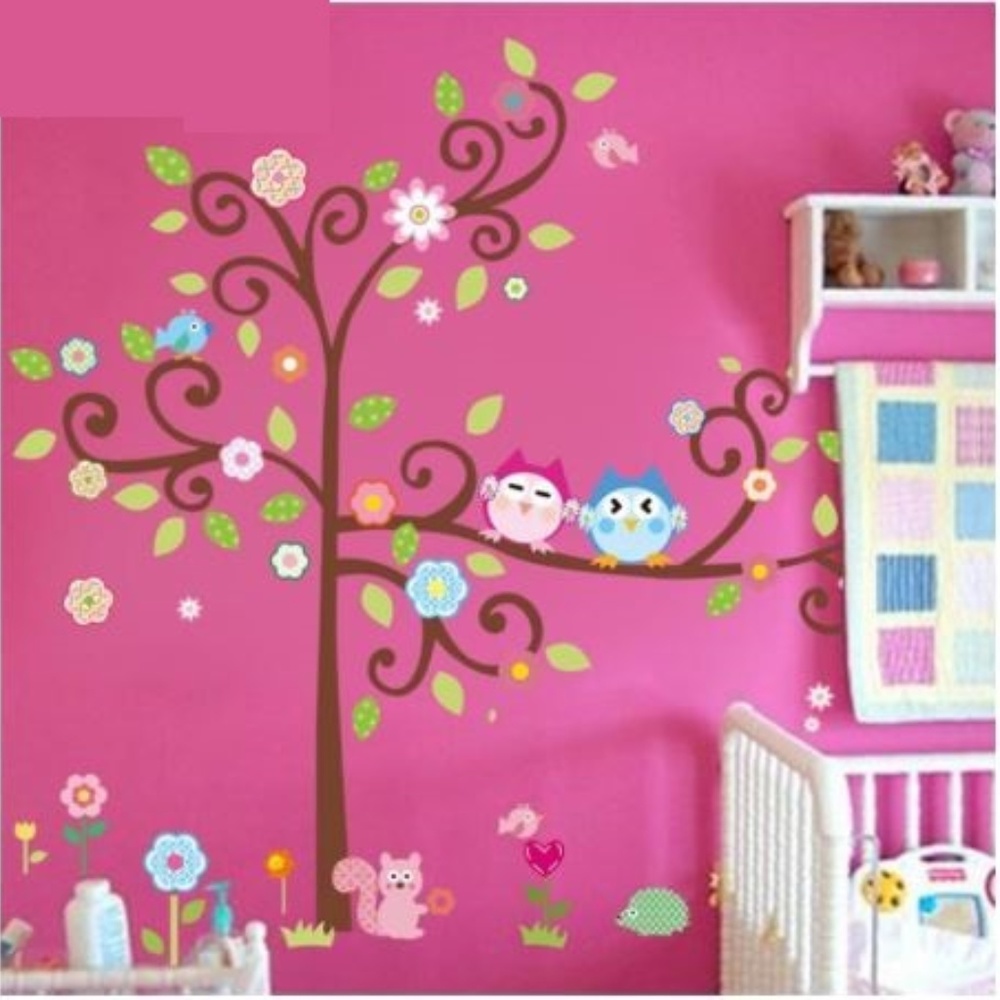 Nursery Wall Art, Owls and Tree Wall Decals